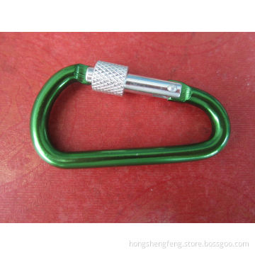 Green Color D Shape Aluminum Carabiner Hook